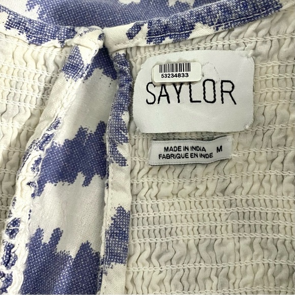SAYLOR Pilar Smocked Midi Dress Medium Zebra Blue White Print - Picture 11 of 15